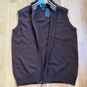 NWT VALDA Brown Zip Up Sweater Vest made in Italy